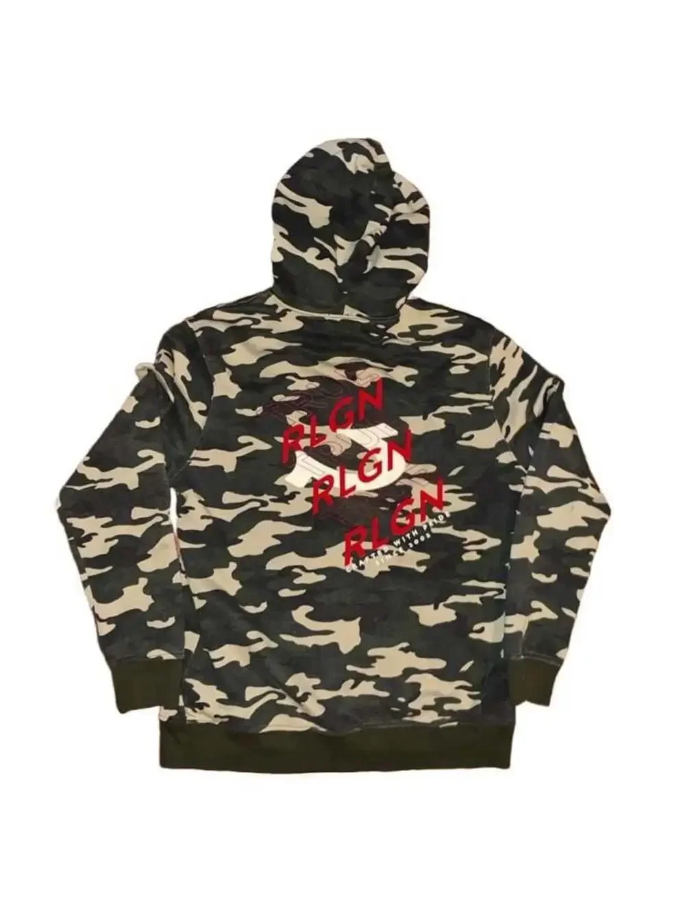 True Religion Men's Camouflage Full Zip Hoodie Sweatshirt Green Camo XL